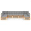 vidaXL Salon de jardin 7 pcs avec coussins Bois de pin massif