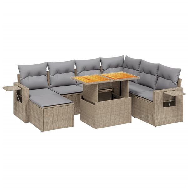 vidaXL Salon de jardin avec coussins 8 pcs beige r&eacute;sine tress&eacute;e