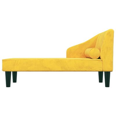 vidaXL Chaise longue avec traversin jaune velours