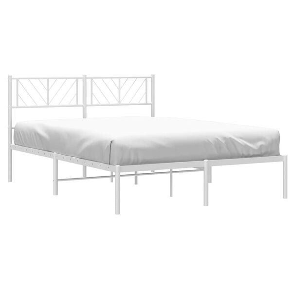 vidaXL Cadre de lit m&eacute;tal sans matelas et t&ecirc;te de lit blanc 135x190 cm