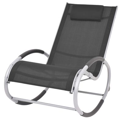 vidaXL Chaise à bascule d'extérieur Noir Textilène