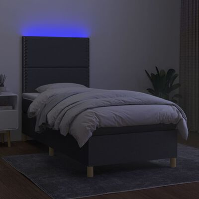 vidaXL Sommier à lattes de lit et matelas et LED Gris foncé 100x200 cm