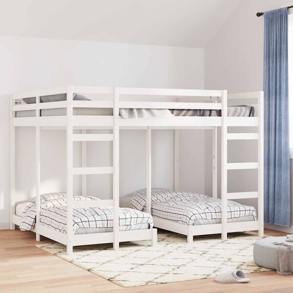vidaXL Cadre de lit superpos&eacute; triple Blanc 160 x 200 cm Pin massif