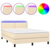vidaXL Sommier &agrave; lattes de lit avec matelas LED Cr&egrave;me 140x190 cm Tissu