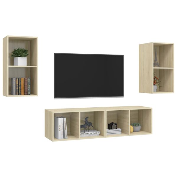 vidaXL Meubles TV muraux 4 pcs Ch&ecirc;ne sonoma Bois d'ing&eacute;nierie