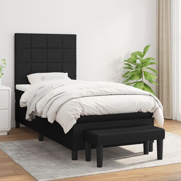 vidaXL Sommier &agrave; lattes de lit et matelas Noir 80x200 cm Tissu