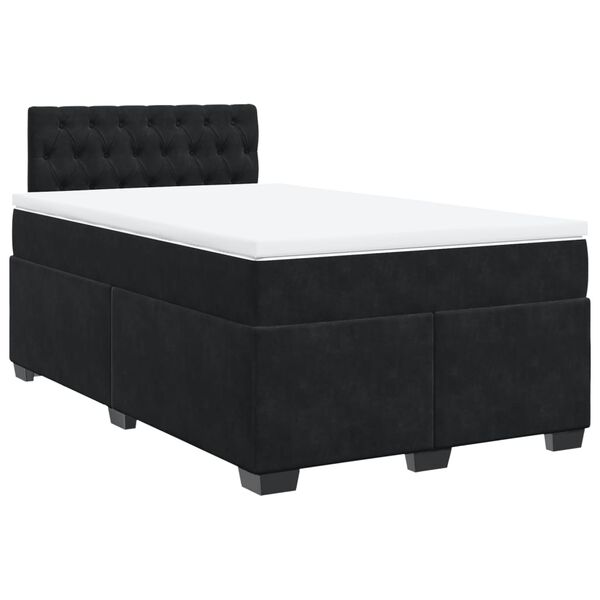 vidaXL Sommier &agrave; lattes de lit avec matelas Noir 120x200 cm Velours