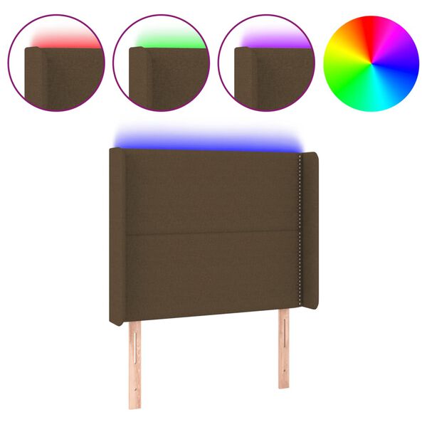 vidaXL T&ecirc;te de lit &agrave; LED Marron fonc&eacute; 103x16x118/128 cm Tissu