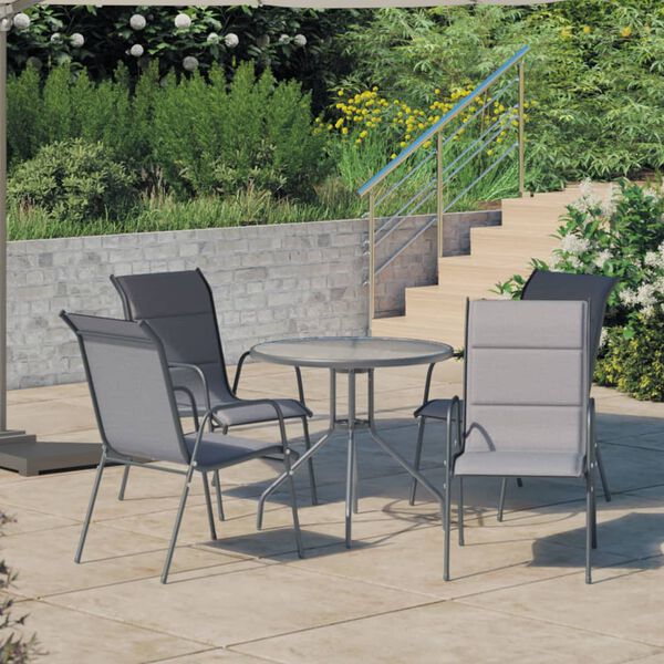 vidaXL Ensemble &agrave; manger d'ext&eacute;rieur 5 pcs Acier Anthracite
