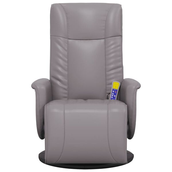 vidaXL Fauteuil inclinable de massage repose-pieds gris similicuir