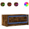 vidaXL Table basse avec lumi&egrave;res LED ch&ecirc;ne fum&eacute; ois d'ing&eacute;nierie