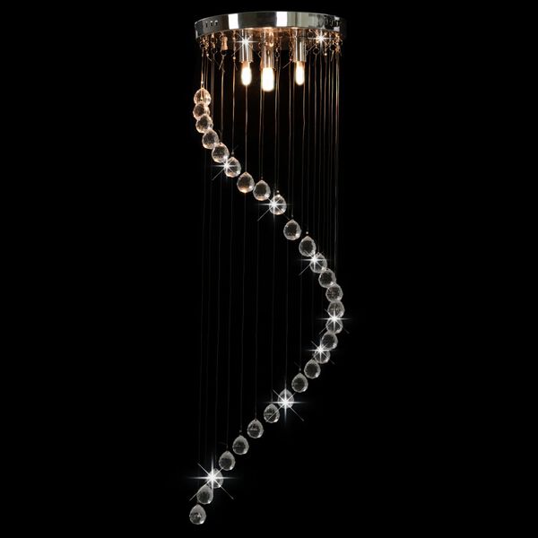 vidaXL Plafonnier avec perles de cristal Argent&eacute; Spirale G9