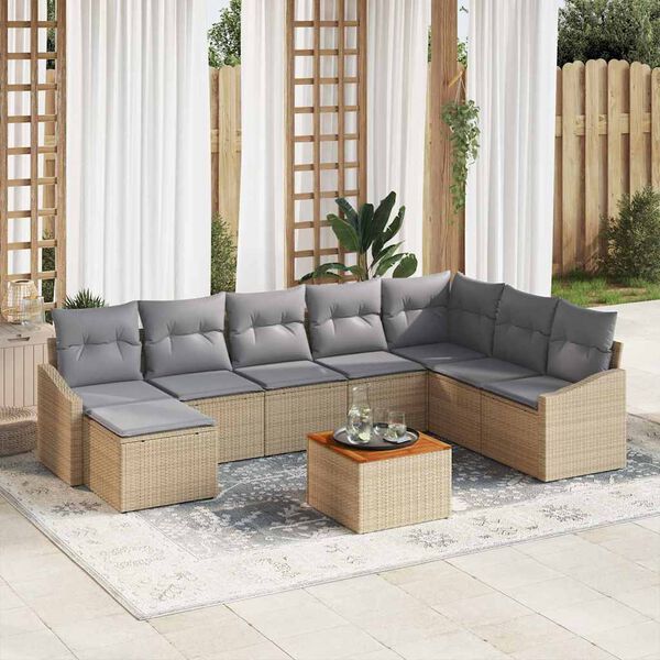 vidaXL Ensemble de canap&eacute; de jardin 9 pcs Beige et Gris clair