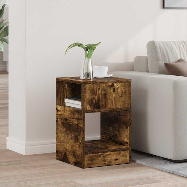 vidaXL Table d'appoint Ch&ecirc;ne fum&eacute; 30,5 x 30 x 45 cm Bois d'ing&eacute;nierie