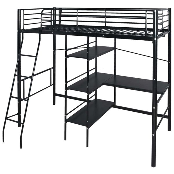 vidaXL Lit avec matelas Noir 200 x 90 cm M&eacute;tал
