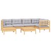 vidaXL Salon de jardin 7 pcs avec coussins gris bois de pin massif