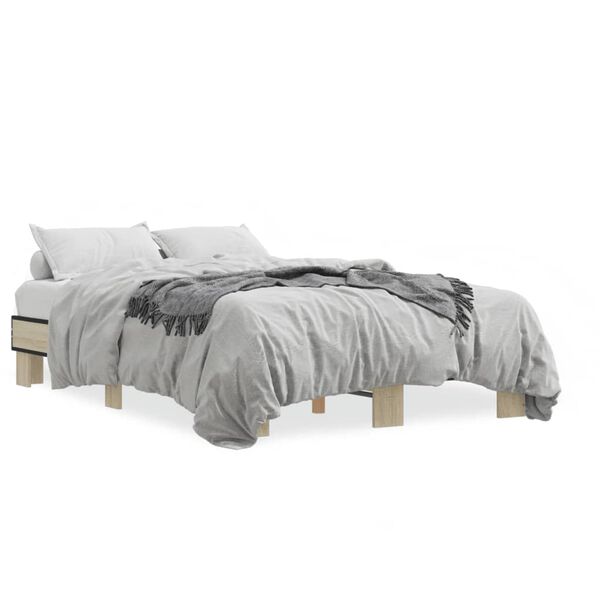 vidaXL Cadre de lit sans matelas ch&ecirc;ne sonoma 135x190 cm