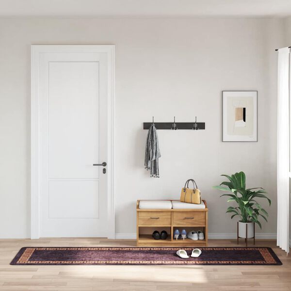 vidaXL Tapis lavable antid&eacute;rapant 80x300 cm Noir et dor&eacute;