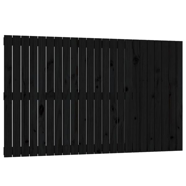 vidaXL T&ecirc;te de lit murale Noir 147x3x90 cm Bois massif de pin