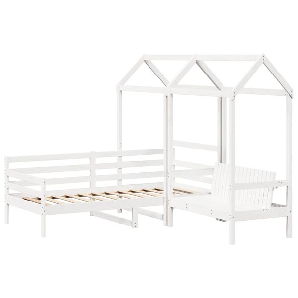 vidaXL Ensemble de lit de jour et de banc et toit sans matelas blanc