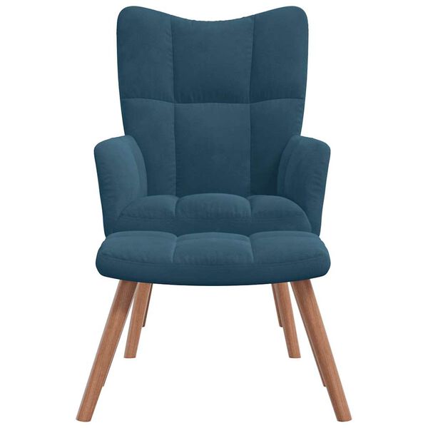 vidaXL Chaise de relaxation avec repose-pied Bleu Velours