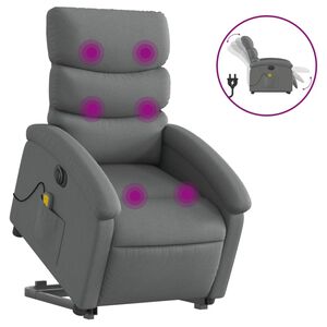 vidaXL Fauteuil inclinable de massage &eacute;lectrique Gris fonc&eacute; Tissu