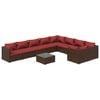 vidaXL Salon de jardin 10 pcs avec coussins R&eacute;sine tress&eacute;e Marron