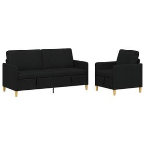 vidaXL Canap&eacute; avec rangement 2 pc Noir Polyester