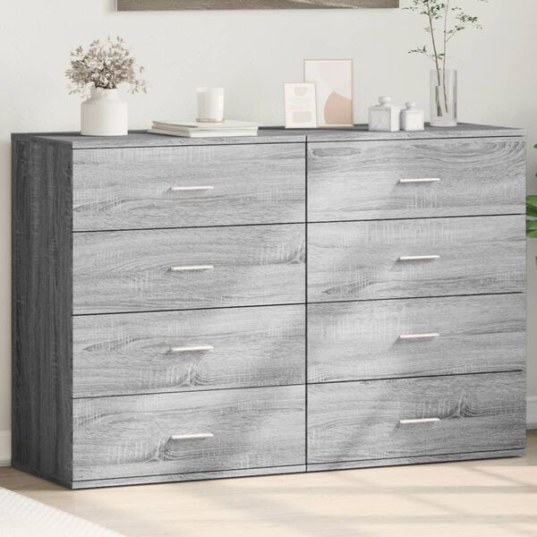 vidaXL Buffets 2 pcs sonoma gris 60x39x80 cm bois d'ing&eacute;nierie