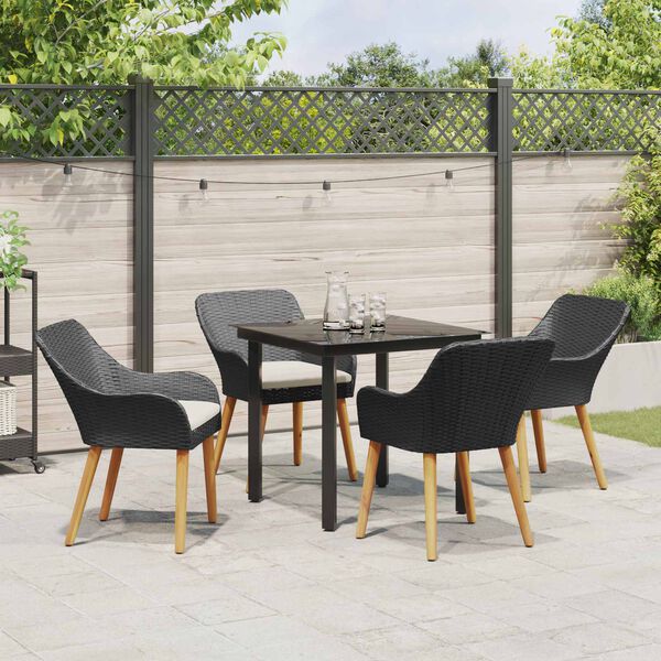 vidaXL Ensemble de salle &agrave; manger pour jardin 5 pcs Noir polyrotin