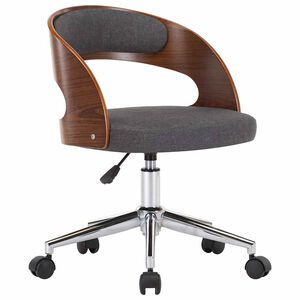 vidaXL Chaise pivotante de bureau Gris Bois courb&eacute; et tissu