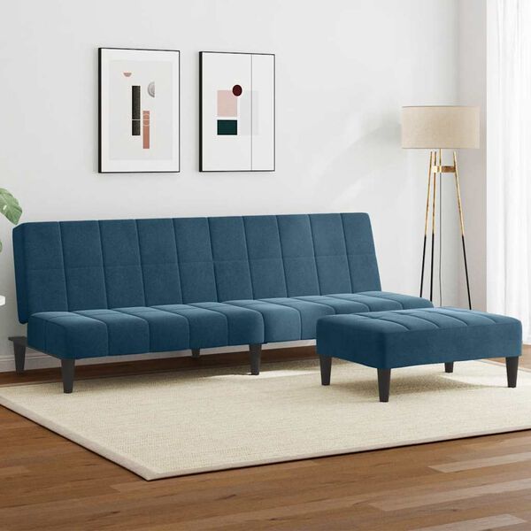 vidaXL Canap&eacute;-lit &agrave; 2 places avec repose-pied gris clair velours