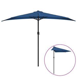vidaXL Parasol de balcon avec m&acirc;t en aluminium Bleu 300x155x223cm Demi