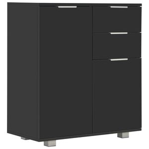 vidaXL Buffet Noir brillant 71x35x80 cm Bois d'ing&eacute;nierie
