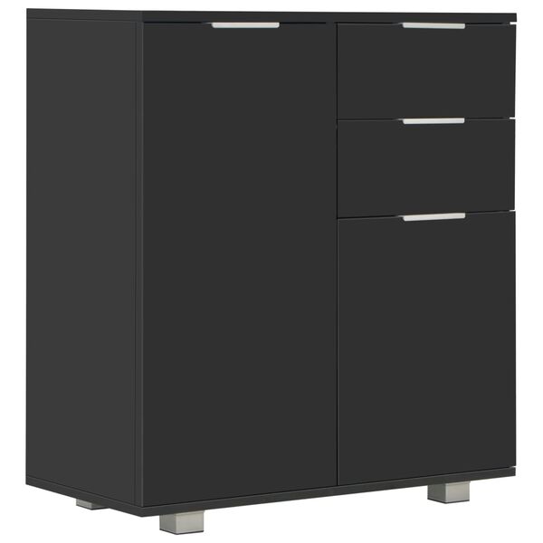 vidaXL Buffet Noir brillant 71x35x80 cm Bois d'ingénierie