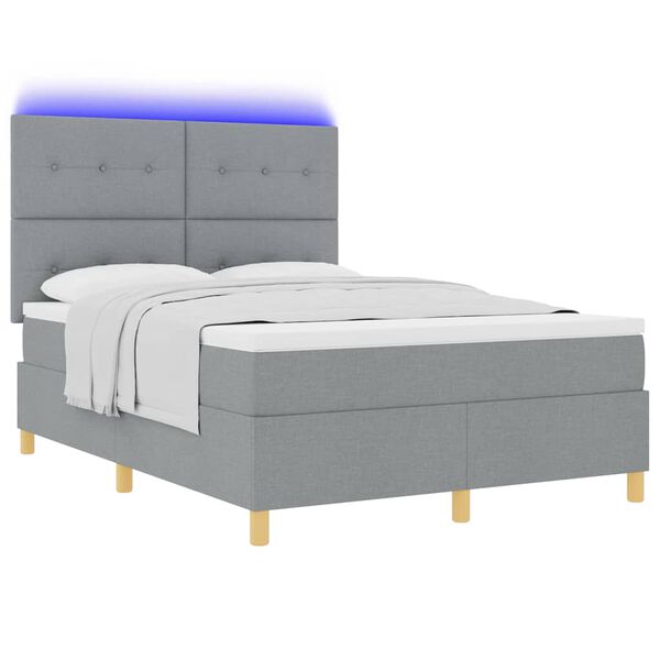 vidaXL Lit à ressorts avec matelas Gris clair 140 x 190 cm tissu
