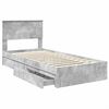 vidaXL Lit de Rangement Gris b&eacute;ton 90 x 200 cm Bois d'ing&eacute;nierie