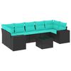 vidaXL Ensemble de canap&eacute; de jardin 8 pcs avec coussins noir r&eacute;sine tress&eacute;e