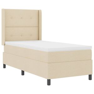 vidaXL Lit &agrave; ressort LED avec matelas Cr&egrave;me 90 x 200 cm tissu