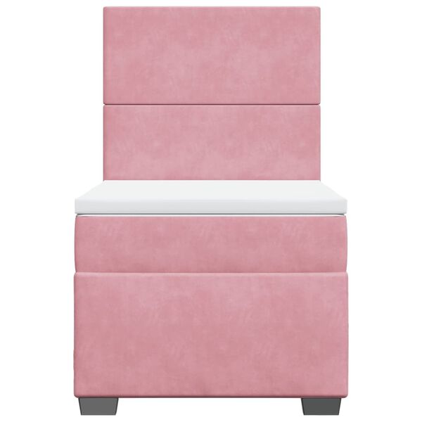 vidaXL Sommier &agrave; lattes de lit avec matelas Rose 100x200 cm Velours
