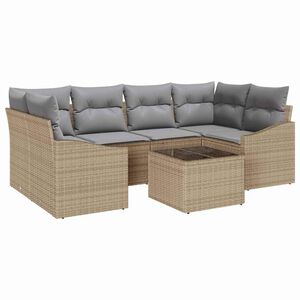 vidaXL Ensemble de Canap&eacute;s 7 pc Beige et gris polyrotin