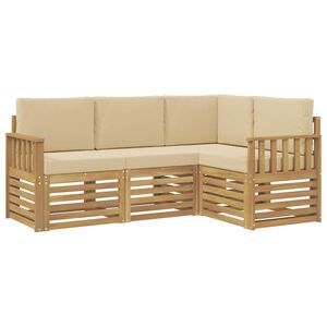 vidaXL Ensemble de canap&eacute;s d'ext&eacute;rieur 4 pc Blanc et Beige Polyester