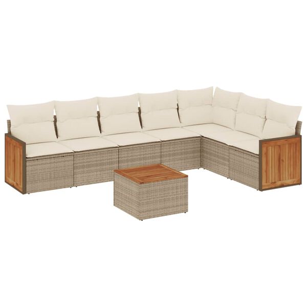 vidaXL Salon de jardin avec coussins 8 pcs beige r&eacute;sine tress&eacute;e