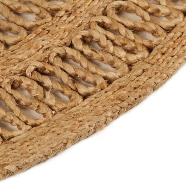 vidaXL Tapis Jute tress&eacute; &agrave; la main 120 cm Rond