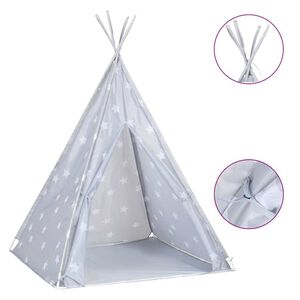 vidaXL Tente tipi pour enfants avec sac Polyester Gris 115x115x160 cm