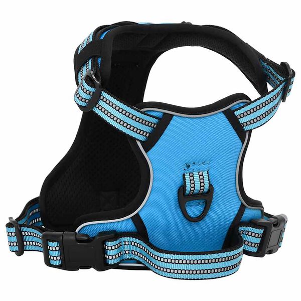 vidaXL Harnais pour chien avec bandes r&eacute;fl&eacute;chissantes r&eacute;glables bleu L