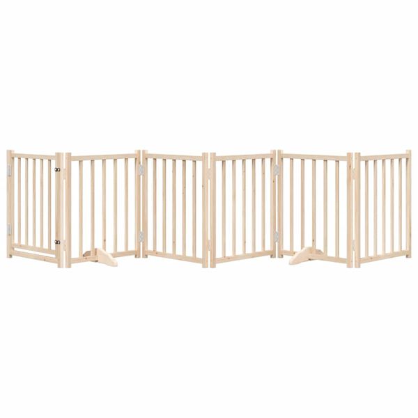 vidaXL Barri&egrave;re pour chiens avec porte 6 panneaux bois de sapin massif