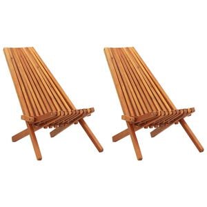vidaXL Chaises longues pliantes d'ext&eacute;rieur 2 pcs bois d'acacia massif