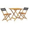 vidaXL Ensemble de bistro 3 pcs noir r&eacute;sine tress&eacute;e et bois massif