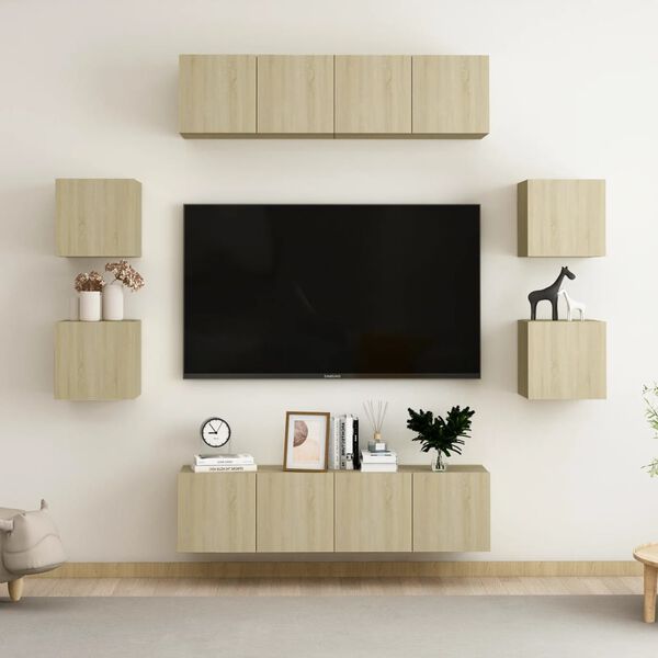 vidaXL Ensemble de meubles TV 8 pcs Ch&ecirc;ne sonoma Bois d'ing&eacute;nierie